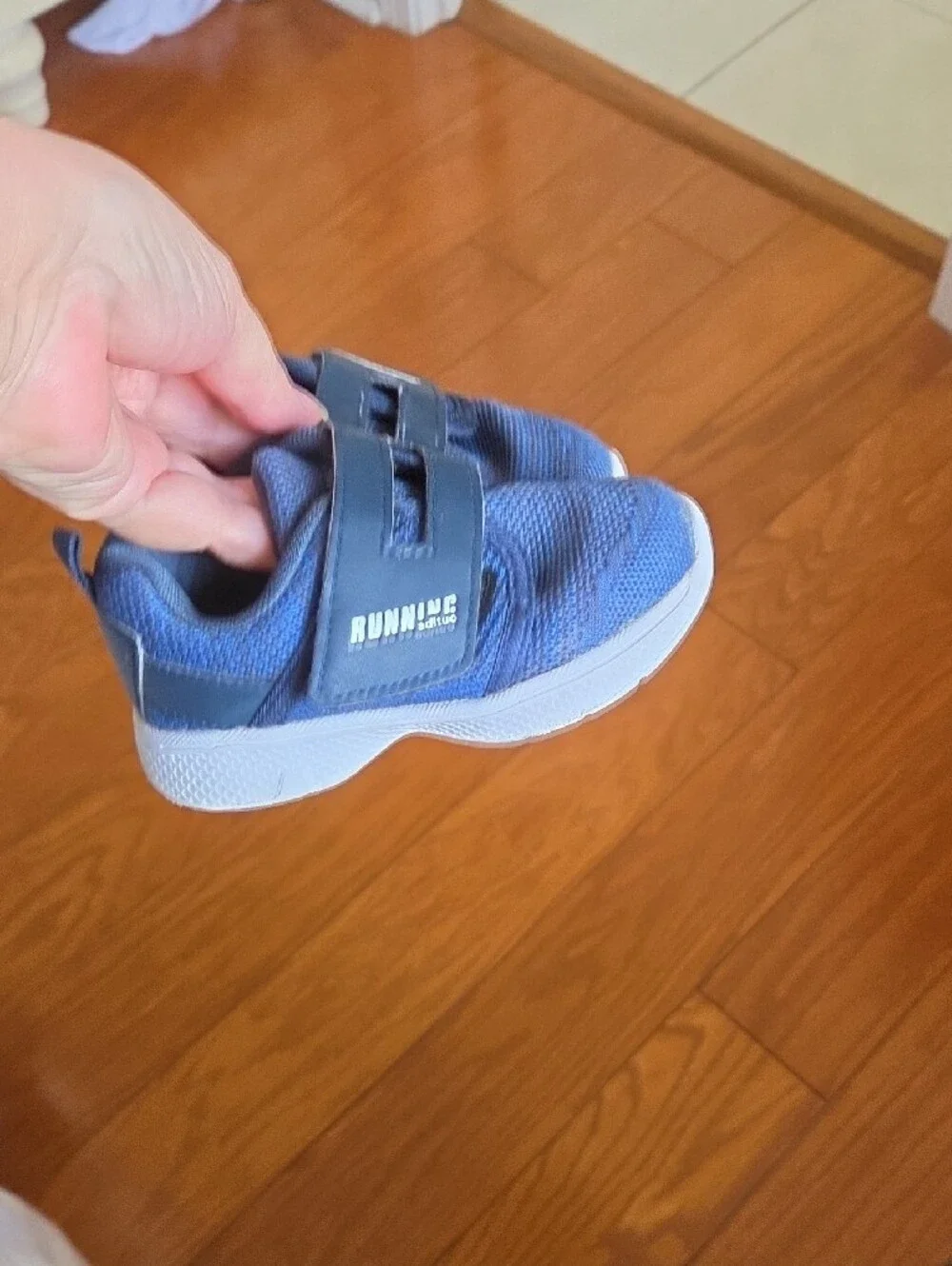 Kids Navy Velcro Sneakers with Cushioned White Sole